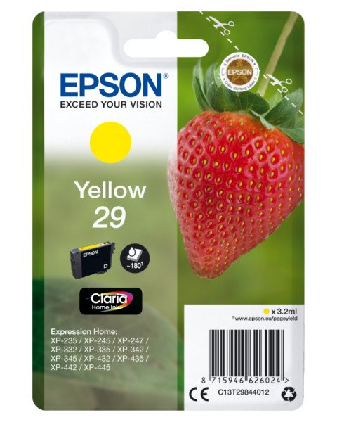 TINTA EPSON CLARIA 29 AMARILLO XP235 XP332 XP335 XP432 XP435
