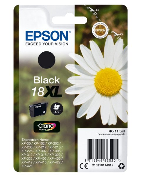 TINTA EPSON CLARIA 18XL NEGRO XP102 205 305 322 405 422