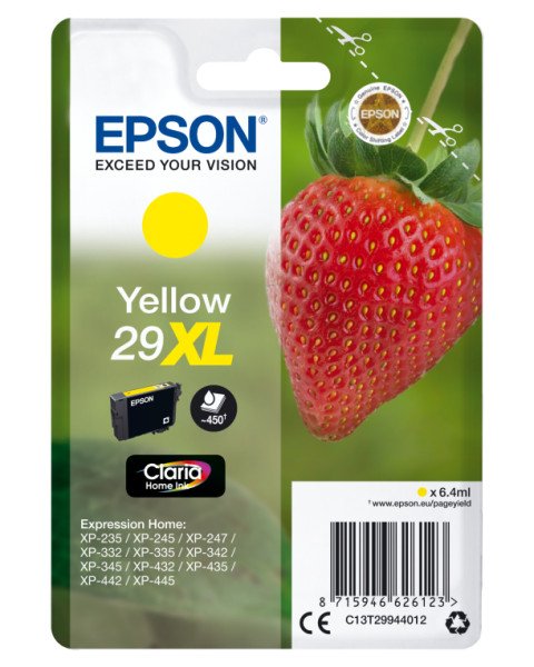 TINTA EPSON CLARIA 29XL AMARILLO XP235 XP332 XP335 XP432 XP435