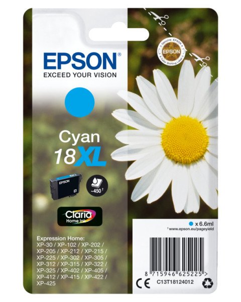 TINTA EPSON EXPRESION HOME 18XL CIAN  XP102 205 215 305 405