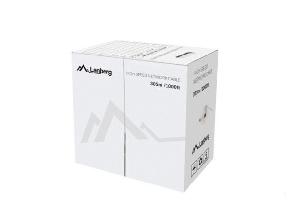 BOBINA CAT.5E LANBERG UTP RJ45 SOLIDO COBRE FLUKE TESTED AWG24 305M NARANJA