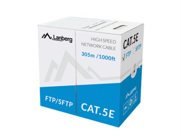 BOBINA CAT.5E LANBERG FTP RJ45 SOLIDO CCA AWG24 305M GRIS