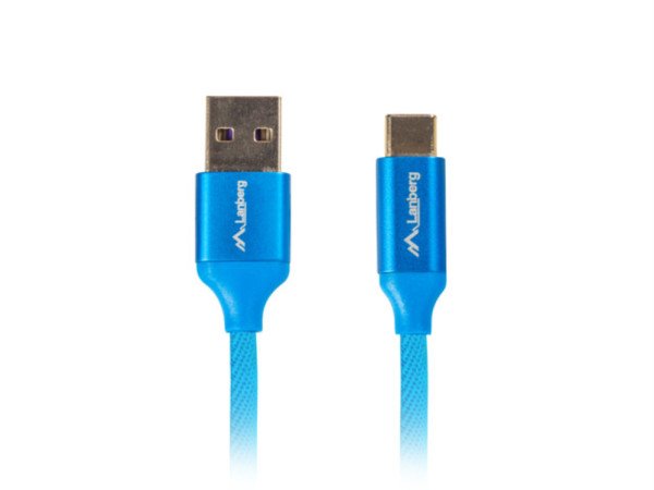 CABLE USB LANBERG 2.0 MACHO/USB C MACHO QUICK CHARGE 3.0 0.5M AZUL