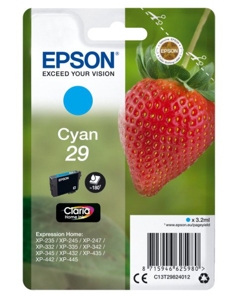 TINTA EPSON CLARIA 29 CIAN XP235 XP332 XP335 XP432 XP435