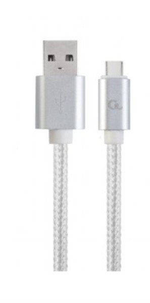 CABLE USB TIPO C GEMBIRD TRENZADO ALGODÃ“N CONECTORES METÃLICOS, 1,8 M