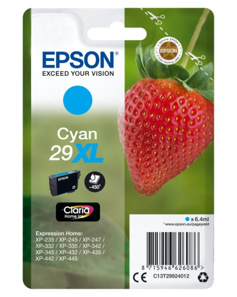 TINTA EPSON CLARIA 29XL CIAN XP235 XP332 XP335 XP432 XP435