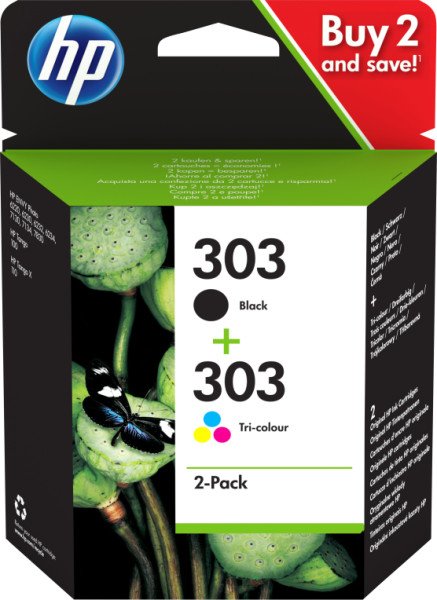 TINTA HP 303 PACK AHORRO 2 NEGRO + CIAN MAGENTA AMARILLO