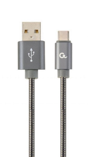 CABLE DE CARGA Y DATOS GEMBIRD USB TIPO C DE METAL EN ESPIRAL PREMIUM, 1 M, GRIS