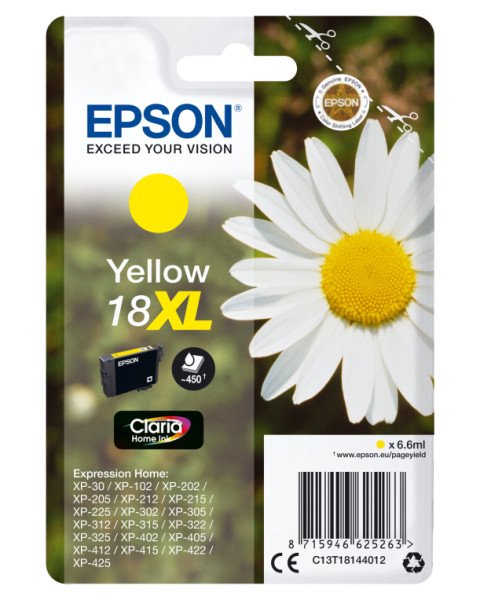TINTA EPSON EXPRESION HOME 18XL AMARILLO XP102 205 215 305 405